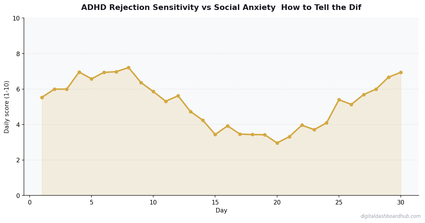 Line chart showing a 30-day tracking pattern with daily scores trending over time.