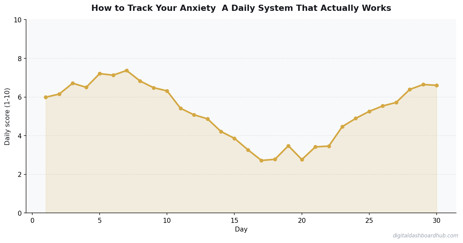 Line chart showing a 30-day tracking pattern with daily scores trending over time.