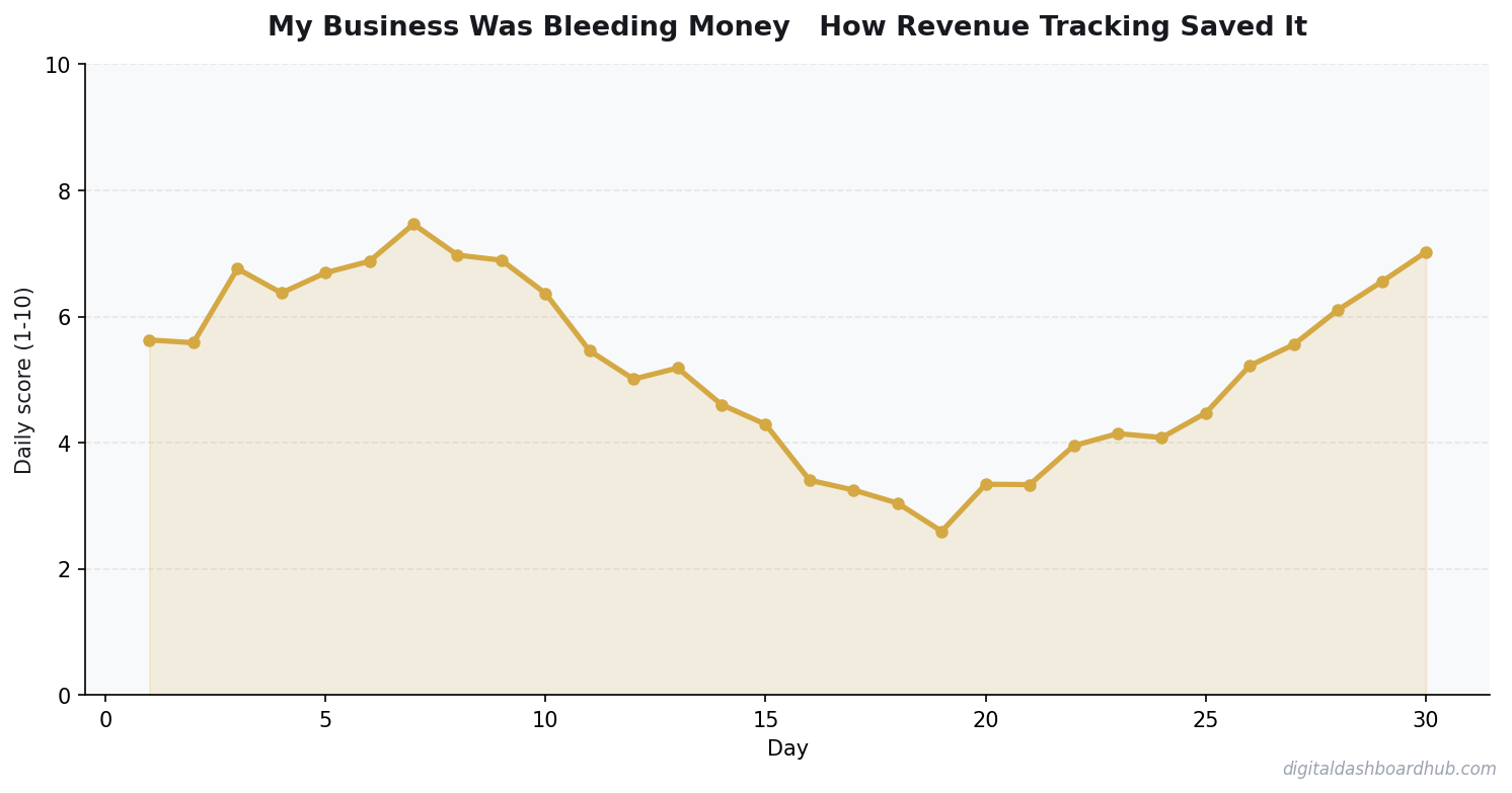 Line chart showing a 30-day tracking pattern with daily scores trending over time.