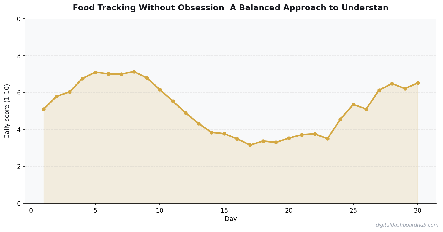 Line chart showing a 30-day tracking pattern with daily scores trending over time.