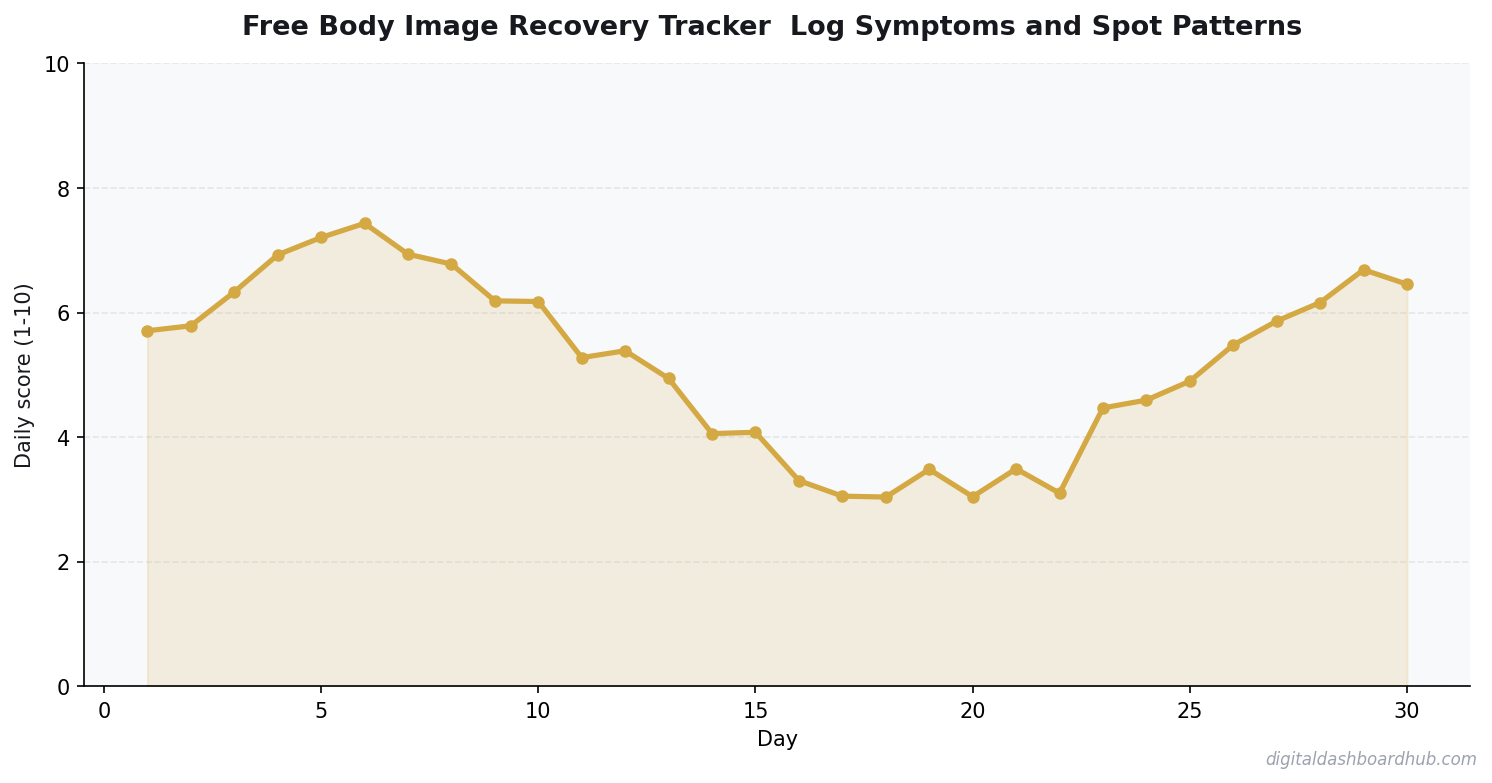 Line chart showing a 30-day tracking pattern with daily scores trending over time.