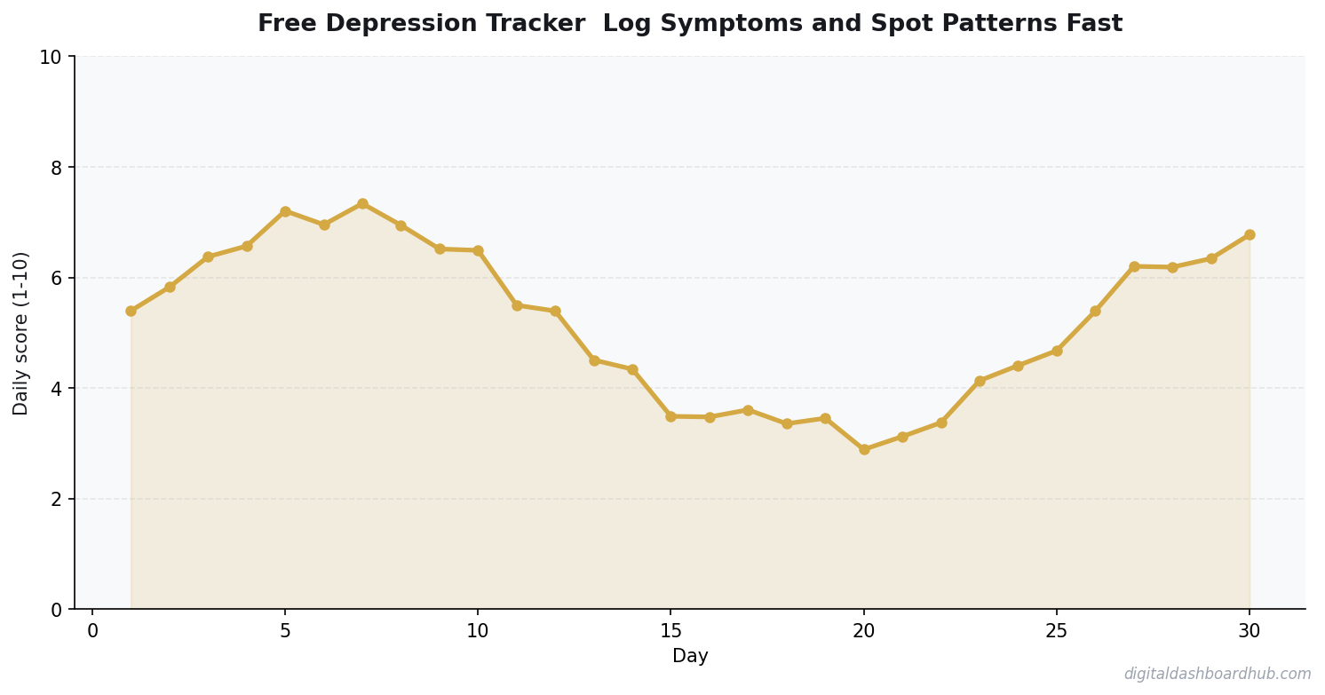 Line chart showing a 30-day tracking pattern with daily scores trending over time.