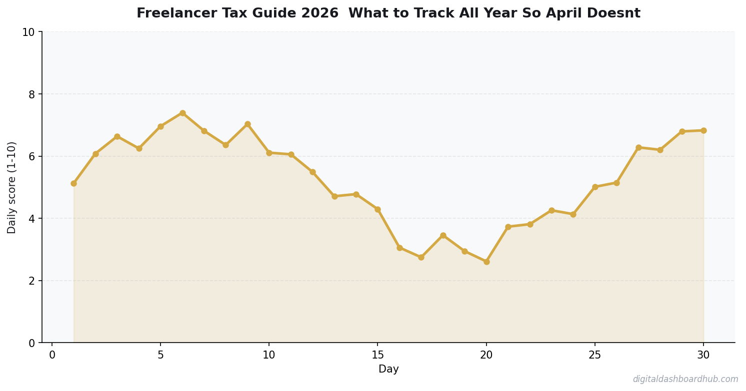 Line chart showing a 30-day tracking pattern with daily scores trending over time.