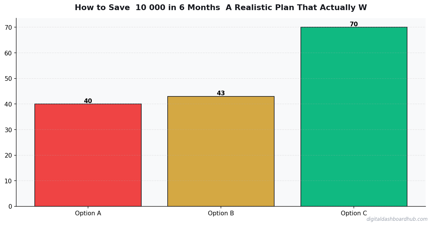 Bar chart summarizing key comparison points for how to save 10000 in 6 months realistic plan.