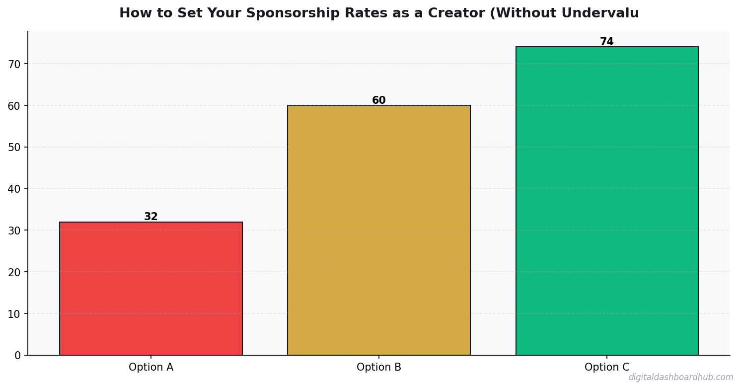 Bar chart summarizing key comparison points for how to set your sponsorship rates as a creator without undervaluing yourself.