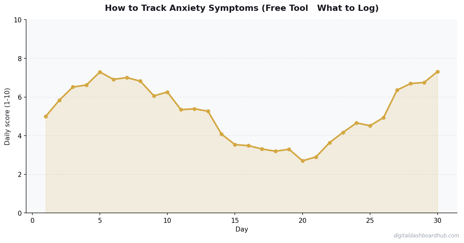 Line chart showing a 30-day tracking pattern with daily scores trending over time.